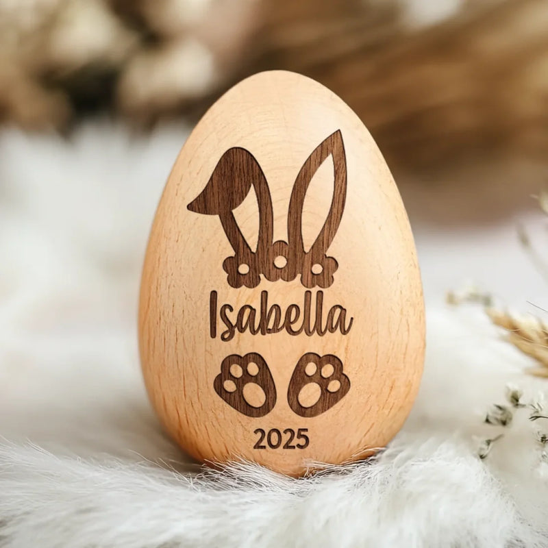 Cherishing My First Easter - Family Personalized Custom Wooden Egg Shaker - Easter Gift For Baby Kids, Newborn Baby