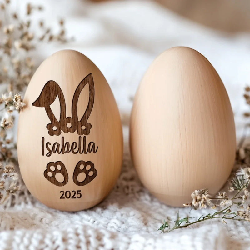 Cherishing My First Easter - Family Personalized Custom Wooden Egg Shaker - Easter Gift For Baby Kids, Newborn Baby