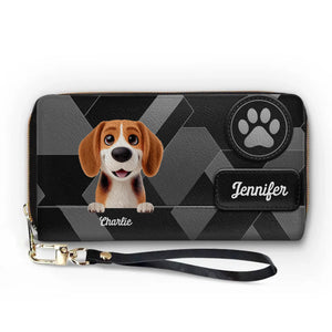 My Heart Belongs To My Pet - Dog & Cat Personalized Custom Leather Long Wallet - Gift For Pet Owners, Pet Lovers