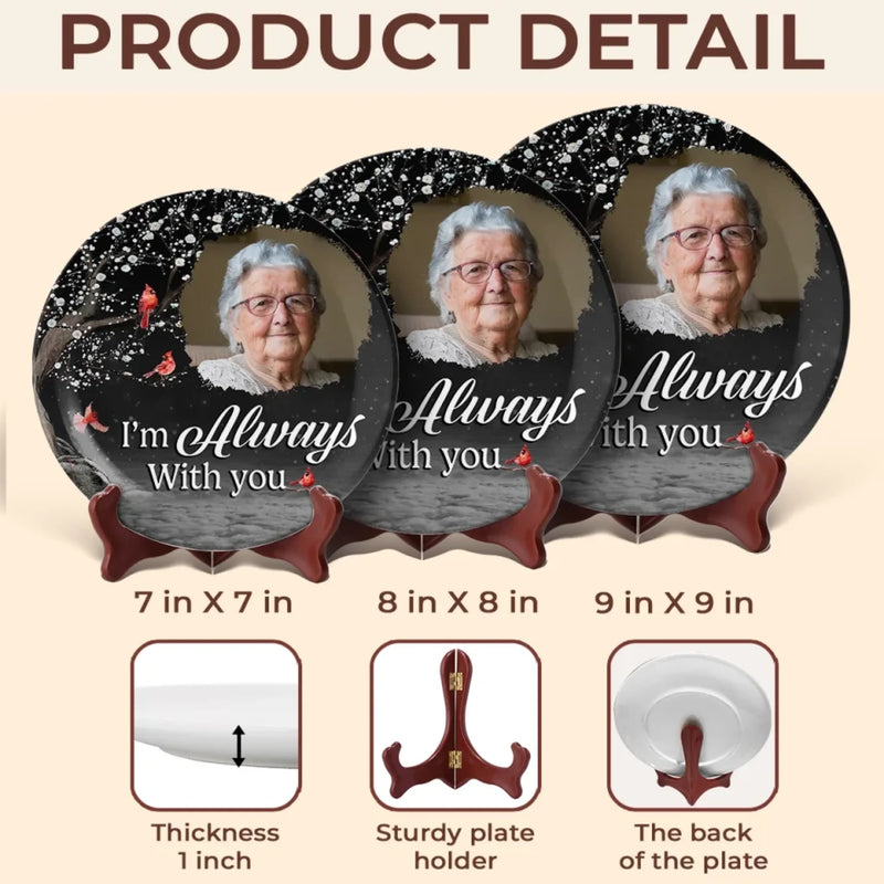 Custom Photo In Our Hearts, Your Memory Stays - Memorial Personalized Custom Ceramic Plate - Sympathy Gift For Family Members