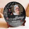 Custom Photo In Our Hearts, Your Memory Stays - Memorial Personalized Custom Ceramic Plate - Sympathy Gift For Family Members
