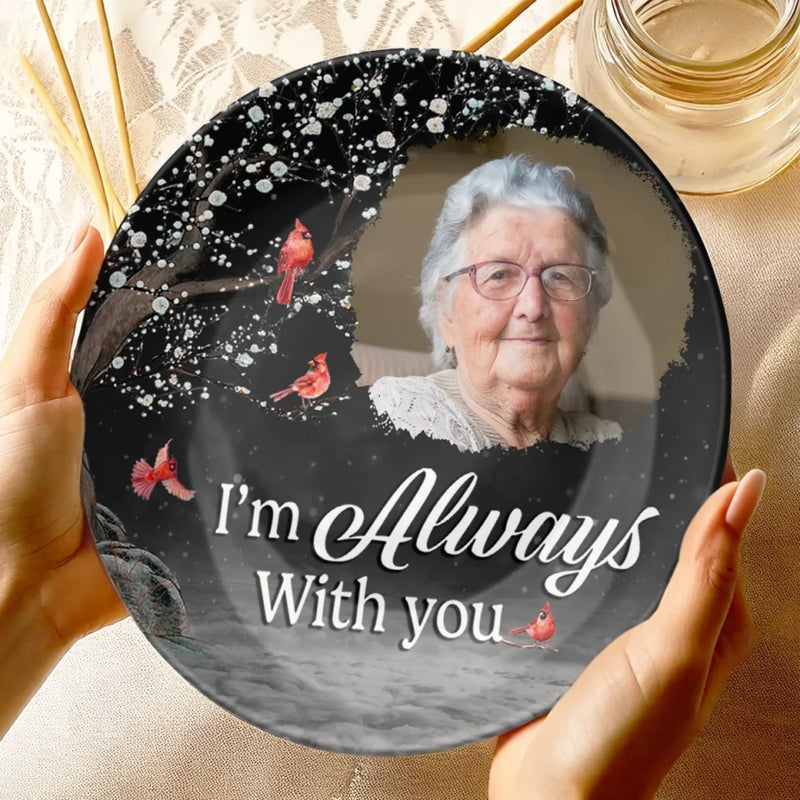 Custom Photo In Our Hearts, Your Memory Stays - Memorial Personalized Custom Ceramic Plate - Sympathy Gift For Family Members