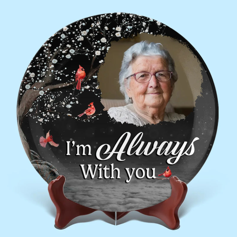 Custom Photo In Our Hearts, Your Memory Stays - Memorial Personalized Custom Ceramic Plate - Sympathy Gift For Family Members