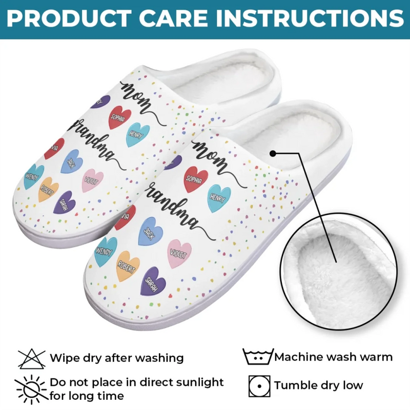 From Grandma To Mom, The Love Never Ends - Family Personalized Custom Fluffy Slippers - Mother's Day, Gift For Mom, Grandma
