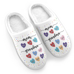 From Grandma To Mom, The Love Never Ends - Family Personalized Custom Fluffy Slippers - Mother's Day, Gift For Mom, Grandma