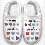From Grandma To Mom, The Love Never Ends - Family Personalized Custom Fluffy Slippers - Mother's Day, Gift For Mom, Grandma