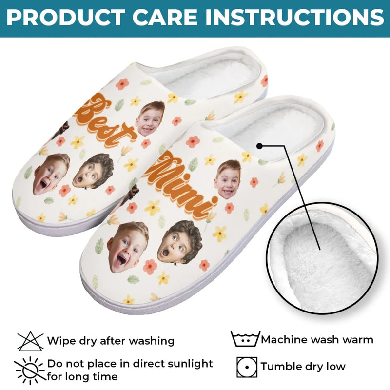 Custom Photo Mom, The Queen Of Our Hearts - Family Personalized Custom Fluffy Slippers - Mother's Day, Gift For Mom, Grandma