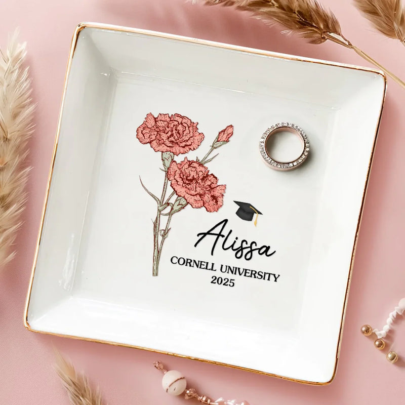 Blooming Into Success - Family Personalized Custom Jewelry Dish - Graduation Gift For Family Members, Siblings, Brothers, Sisters