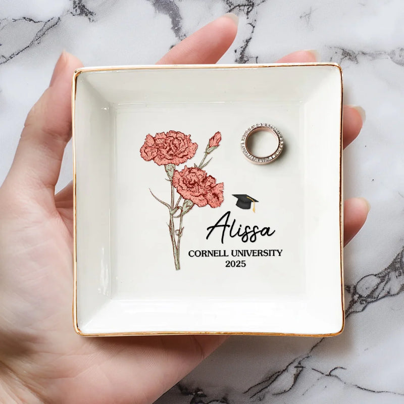Blooming Into Success - Family Personalized Custom Jewelry Dish - Graduation Gift For Family Members, Siblings, Brothers, Sisters
