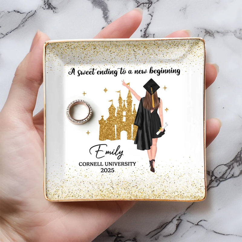 A Sweet Ending To A New Beginning - Family Personalized Custom Full-Print Jewelry Dish - Graduation Gift For Family Members, Siblings, Brothers, Sisters