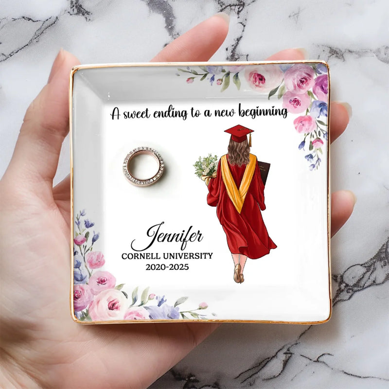 Graduate With Pride, Step Into The Future - Family Personalized Custom Full-Print Jewelry Dish - Graduation Gift For Family Members, Siblings, Brothers, Sisters