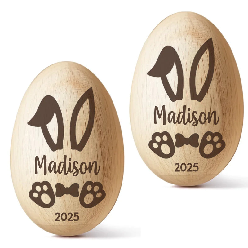 Cherishing My First Easter - Family Personalized Custom Wooden Egg Shaker - Easter Gift For Baby Kids, Newborn Baby