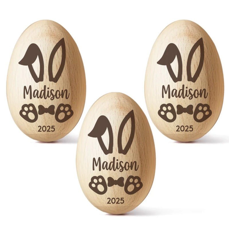Cherishing My First Easter - Family Personalized Custom Wooden Egg Shaker - Easter Gift For Baby Kids, Newborn Baby