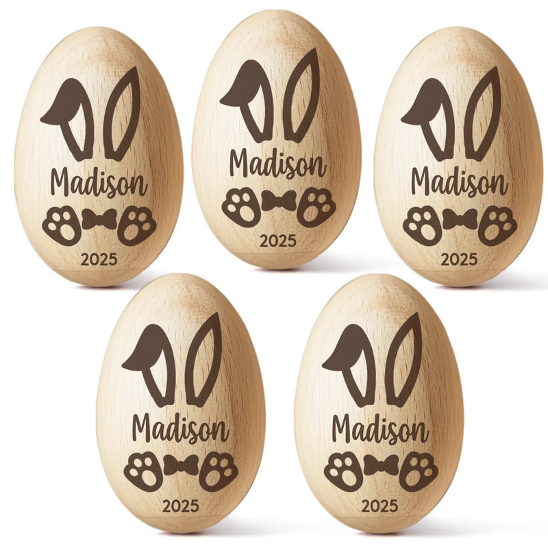 Cherishing My First Easter - Family Personalized Custom Wooden Egg Shaker - Easter Gift For Baby Kids, Newborn Baby