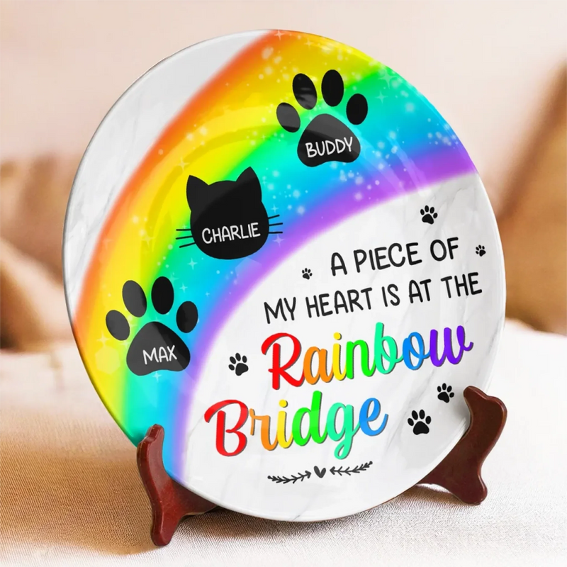 Cherished Paws, Eternal Love - Memorial Personalized Custom Ceramic Plate - Sympathy Gift For Pet Owners, Pet Lovers