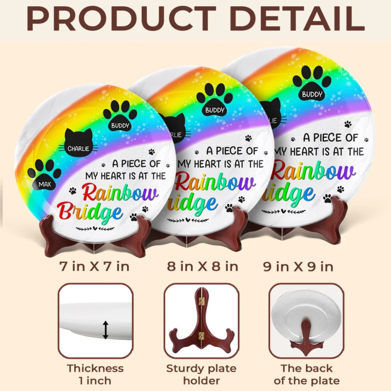 Cherished Paws, Eternal Love - Memorial Personalized Custom Ceramic Plate - Sympathy Gift For Pet Owners, Pet Lovers
