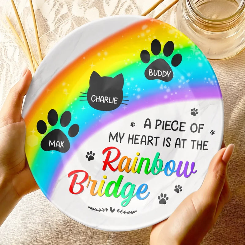 Cherished Paws, Eternal Love - Memorial Personalized Custom Ceramic Plate - Sympathy Gift For Pet Owners, Pet Lovers