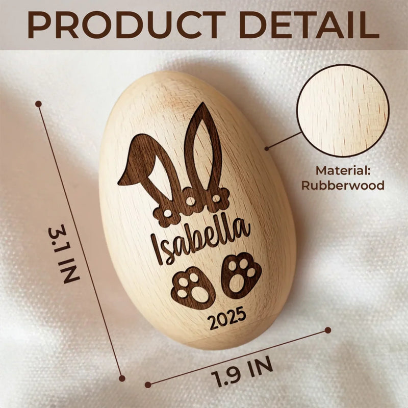 Cherishing My First Easter - Family Personalized Custom Wooden Egg Shaker - Easter Gift For Baby Kids, Newborn Baby