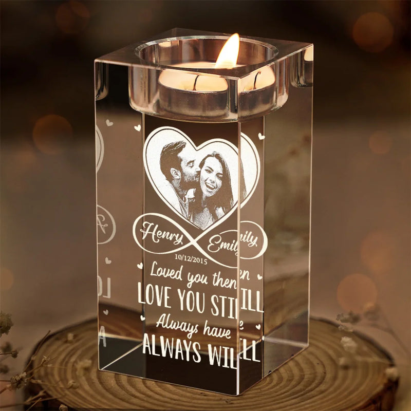 Custom Photo In Your Light, I Find Love	 - Couple Personalized Custom 3D Crystal Photo Laser Engraved, Crystal Candle Holder - Gift For Husband Wife, Anniversary