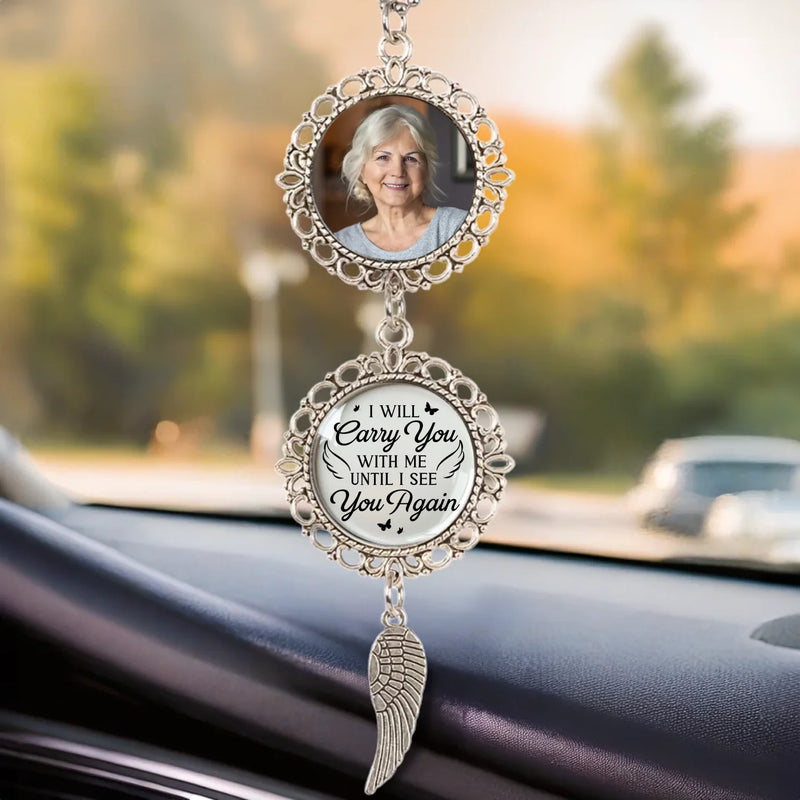 Custom Photo Metal Car Ornament - Personalized Memorial Sympathy Gifts For Loss Of Mom, Dad  - I'm Always With You