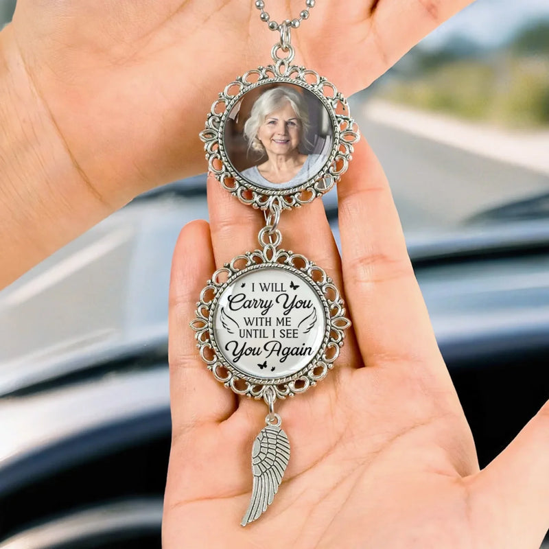 Custom Photo Metal Car Ornament - Personalized Memorial Sympathy Gifts For Loss Of Mom, Dad  - I'm Always With You
