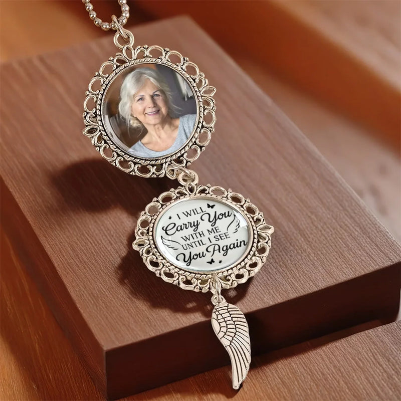 Custom Photo Metal Car Ornament - Personalized Memorial Sympathy Gifts For Loss Of Mom, Dad  - I'm Always With You
