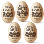 First Easter, Forever Treasured - Family Personalized Custom Wooden Egg Shaker - Easter Gift For Baby Kids, Newborn Baby