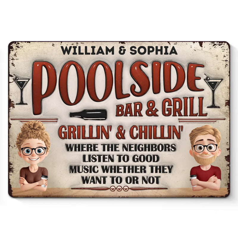 Our House Runs On Laughter And Love - Couple Personalized Custom Home Decor Metal Sign - House Warming Gift For Husband Wife, Anniversary