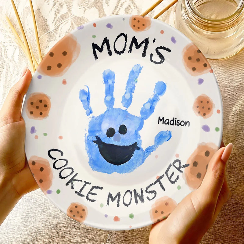 Mama's Cookie Monster - Family Personalized Custom Ceramic Plate - Mother's Day, Gift For Mom, Grandma
