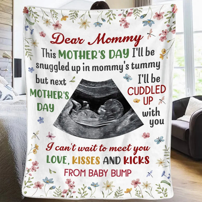 Custom Photo I Can't Wait To Meet You - Family Personalized Custom Blanket - Mother's Day, Baby Shower Gift, Gift For First Mom