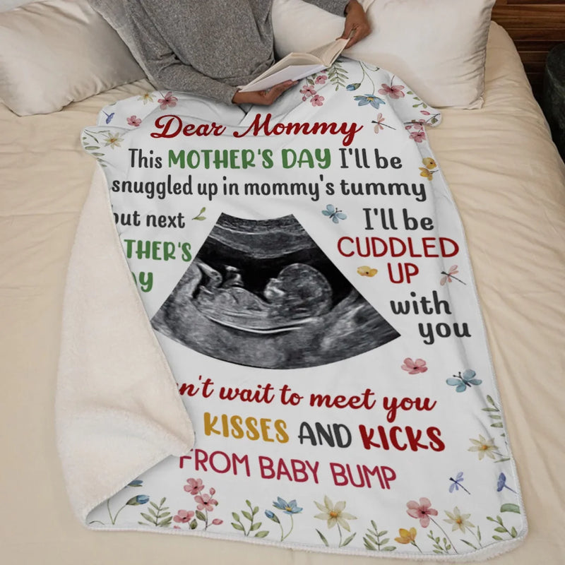 Custom Photo I Can't Wait To Meet You - Family Personalized Custom Blanket - Mother's Day, Baby Shower Gift, Gift For First Mom