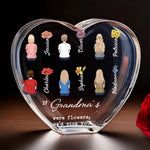 Grandma's Garden Grows Here - Family Personalized Custom 3D Crystal Heart Shaped - Mother's Day, Gift For Mom, Grandma