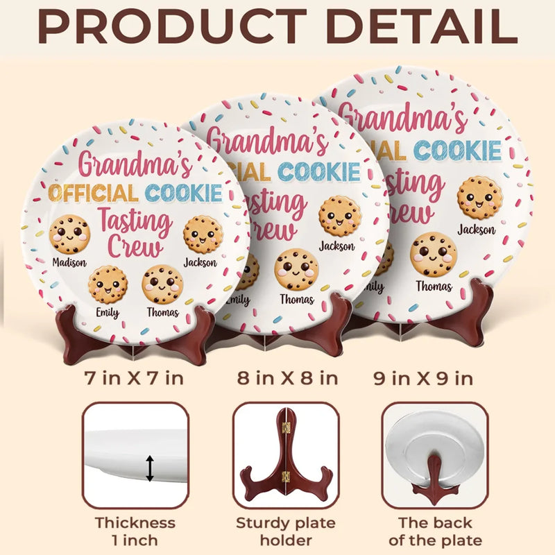 Mom’s Official Cookie Taster - Family Personalized Custom Ceramic Plate - Mother's Day, Gift For Mom, Grandma