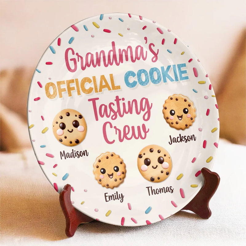 Mom’s Official Cookie Taster - Family Personalized Custom Ceramic Plate - Mother's Day, Gift For Mom, Grandma