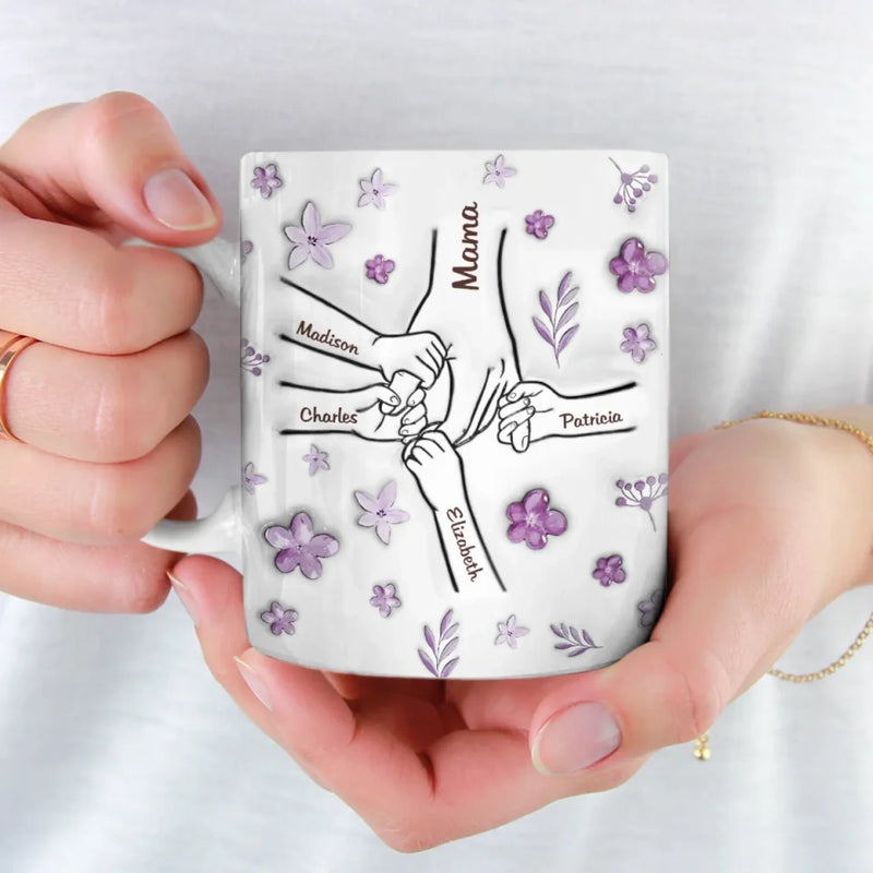 Grandma Holds Our Hearts Forever - Family Personalized Custom 3D Inflated Effect Printed Mug - Mother's Day, Gift For Mom, Grandma