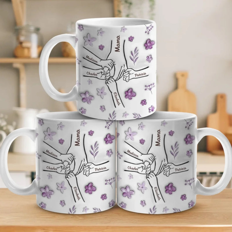 Grandma Holds Our Hearts Forever - Family Personalized Custom 3D Inflated Effect Printed Mug - Mother's Day, Gift For Mom, Grandma