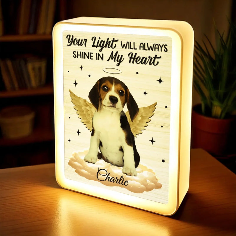 Custom Photo Rest In Peace, Always In Our Hearts - Memorial Personalized Custom LED Mirror Frame Lamp - Sympathy Gift For Pet Owners, Pet Lovers