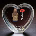 Grandma's Garden Grows Here - Family Personalized Custom 3D Crystal Heart Shaped - Mother's Day, Gift For Mom, Grandma