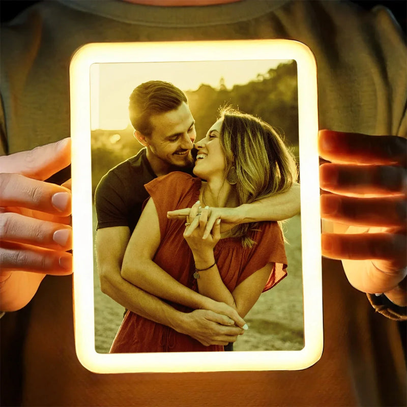 Custom Photo Every Moment With You Is A Gift - Couple Personalized Custom LED Mirror Frame Lamp - Gift For Husband Wife, Anniversary