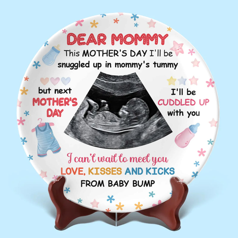 Custom Photo A Bundle Of Joy Is Coming Soon - Family Personalized Custom Ceramic Plate - Mother's Day, Baby Shower Gift, Gift For First Mom