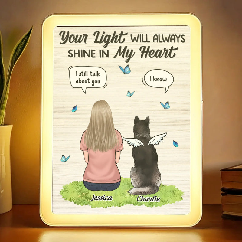 Always In My Heart, Always By My Side - Memorial Personalized Custom LED Mirror Frame Lamp - Sympathy Gift For Pet Owners, Pet Lovers