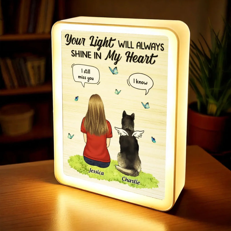 Always In My Heart, Always By My Side - Memorial Personalized Custom LED Mirror Frame Lamp - Sympathy Gift For Pet Owners, Pet Lovers