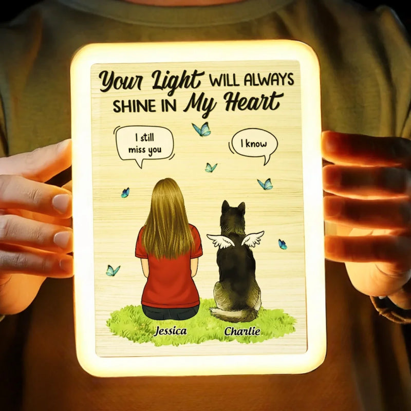 Always In My Heart, Always By My Side - Memorial Personalized Custom LED Mirror Frame Lamp - Sympathy Gift For Pet Owners, Pet Lovers