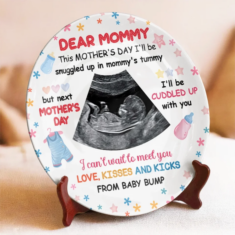 Custom Photo A Bundle Of Joy Is Coming Soon - Family Personalized Custom Ceramic Plate - Mother's Day, Baby Shower Gift, Gift For First Mom