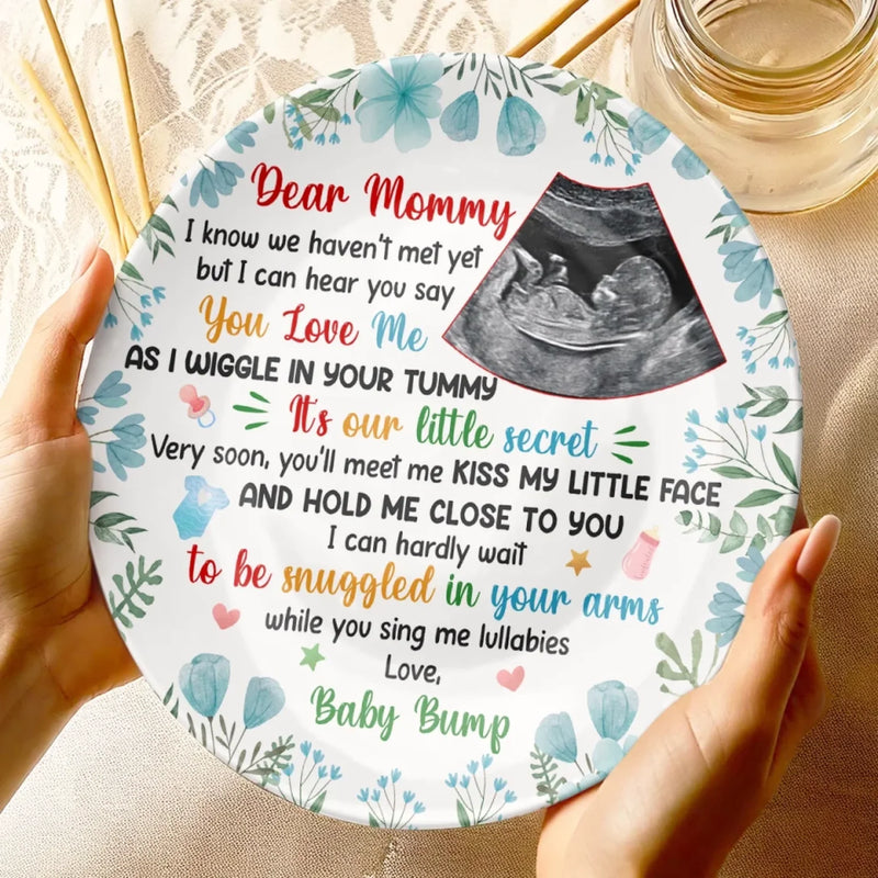 Custom Photo Our Greatest Blessing Is On The Way - Family Personalized Custom Ceramic Plate - Mother's Day, Baby Shower Gift, Gift For First Mom