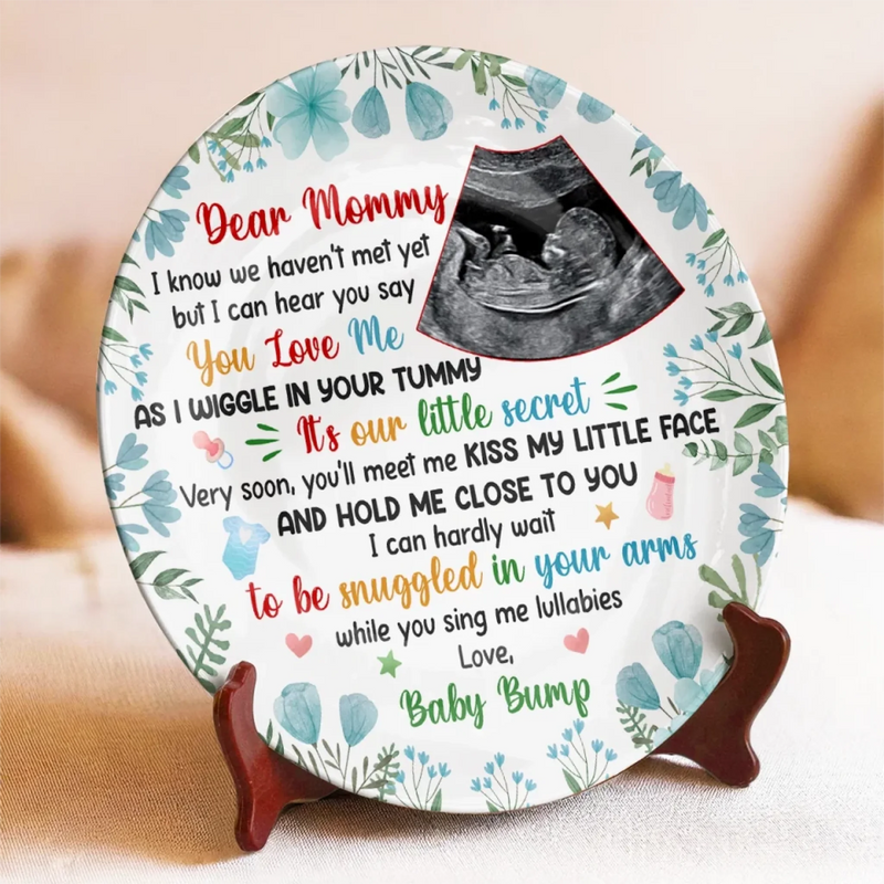 Custom Photo Our Greatest Blessing Is On The Way - Family Personalized Custom Ceramic Plate - Mother's Day, Baby Shower Gift, Gift For First Mom