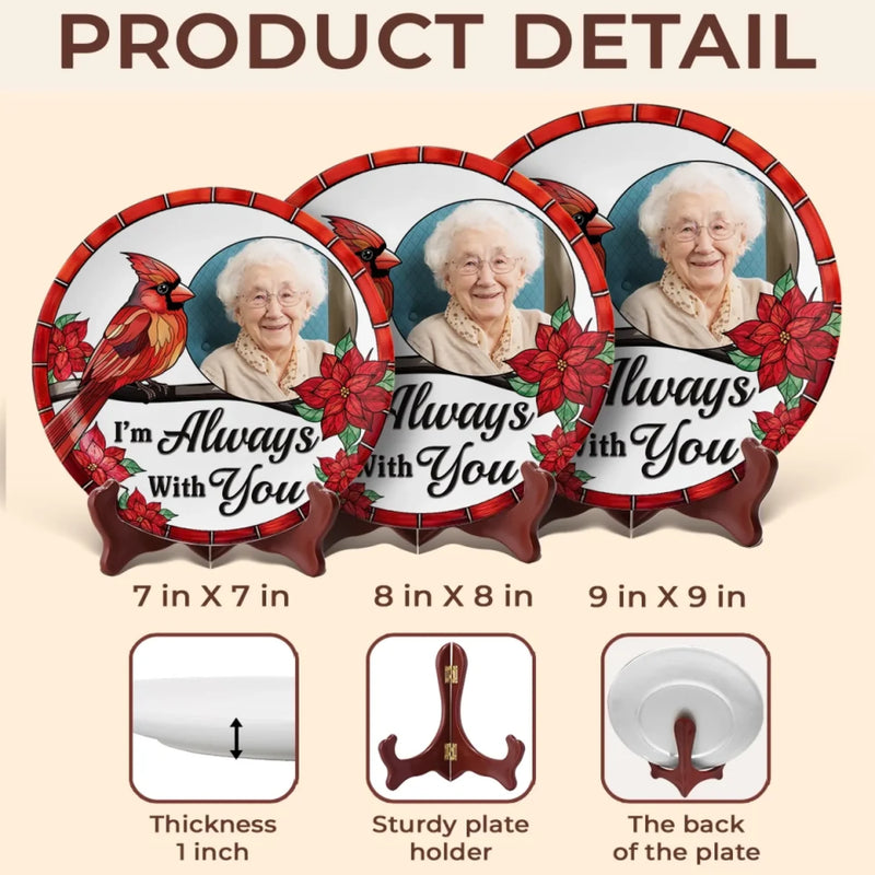 Custom Photo Love Never Fades, Only Grows - Memorial Personalized Custom Ceramic Plate - Sympathy Gift For Family Members