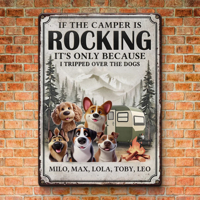 Welcome To Camp Wagging Tails - Dog Personalized Custom Home Decor Metal Sign - House Warming Gift For Pet Owners, Pet Lovers