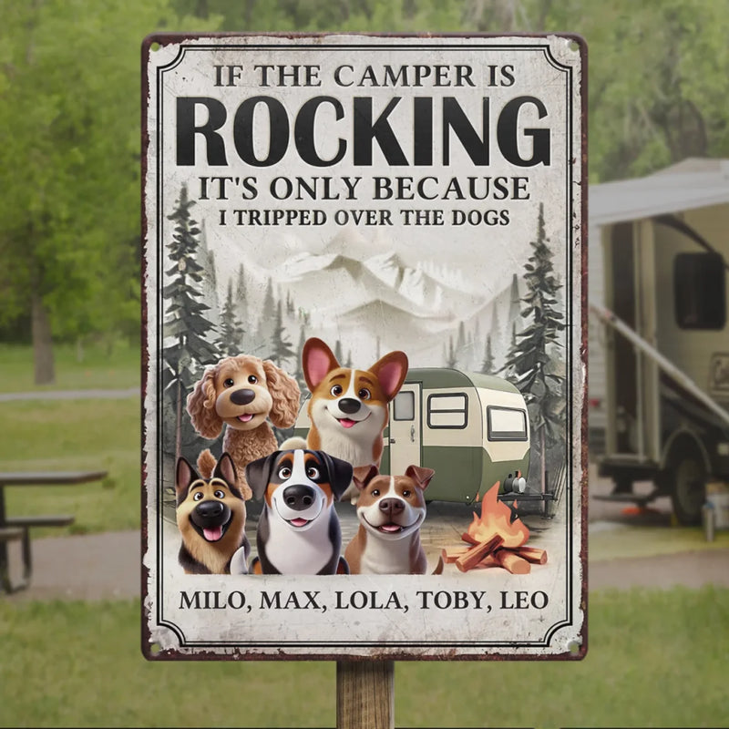 Welcome To Camp Wagging Tails - Dog Personalized Custom Home Decor Metal Sign - House Warming Gift For Pet Owners, Pet Lovers
