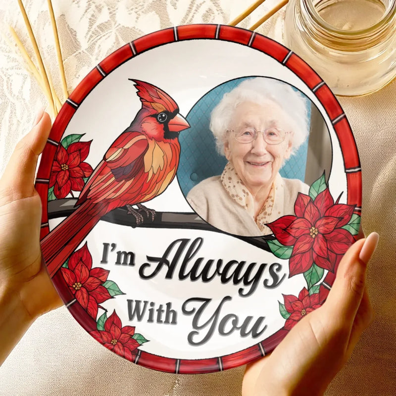 Custom Photo Love Never Fades, Only Grows - Memorial Personalized Custom Ceramic Plate - Sympathy Gift For Family Members